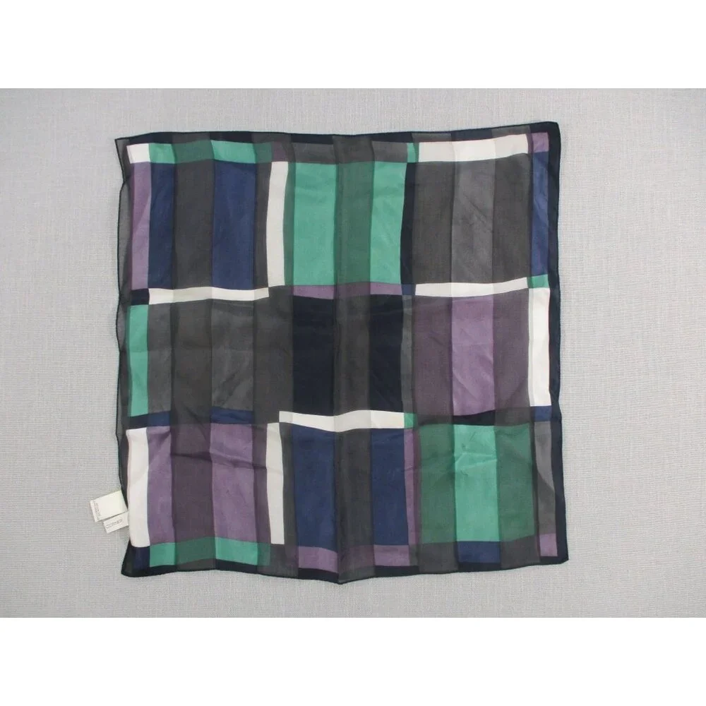 Vintage Silk Scarf With Colorful Plaid Design - Casual Brand‎ - 22